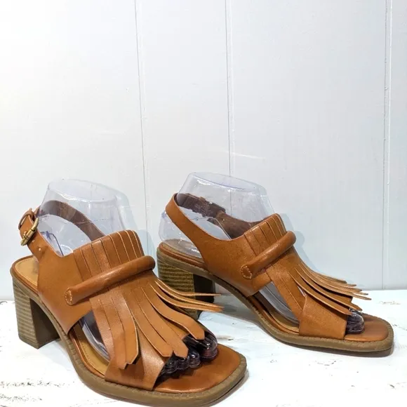 GH Bass Palmer Kiltie Fringe Heeled Sandal in Tan Size 7 Boho Festival Concert