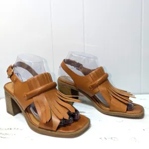 GH Bass Palmer Kiltie Fringe Heeled Sandal in Tan Size 7 Boho Festival Concert