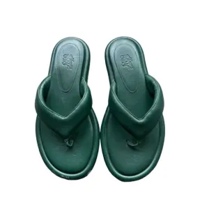 GIA BORGHINI slip-on leather sandals in cliff-green