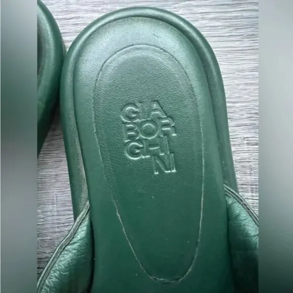 GIA BORGHINI slip-on leather sandals in cliff-green
