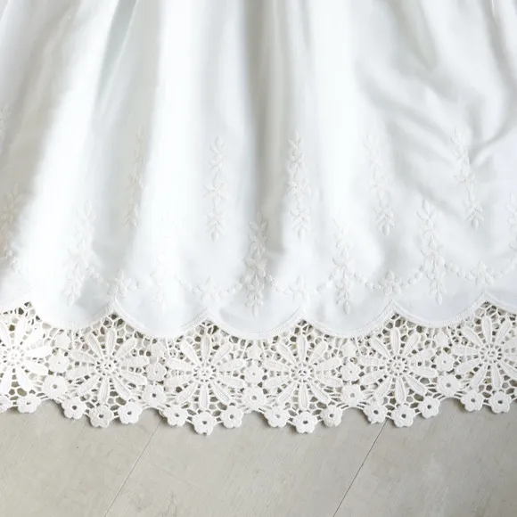 Girls Boho Smocked Dress Vintage Embroidery Lace Size 10 Biscotti Pale Aqua Blue
