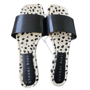 Goanni Bimini Black Plastic/Vinyl Slip On Flat  Sandals Black Off White Interior