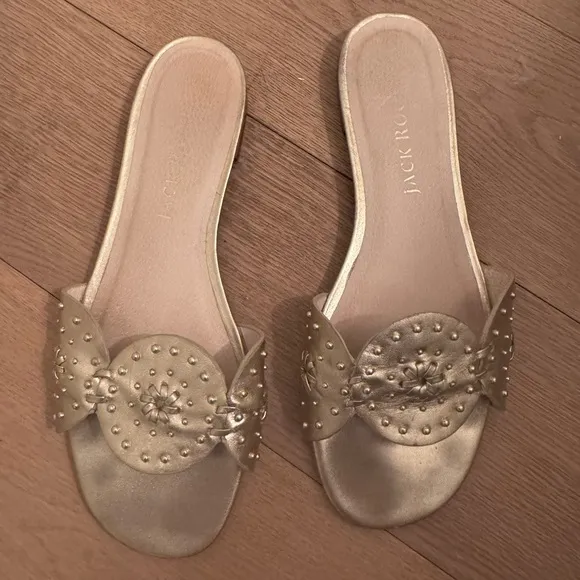 Gold jack rogers slide sandals