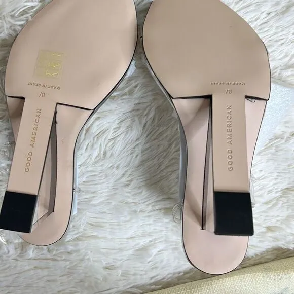 Good American Cinderella F*cking-rella Clear Wedge Sandals Silver Size 8.5