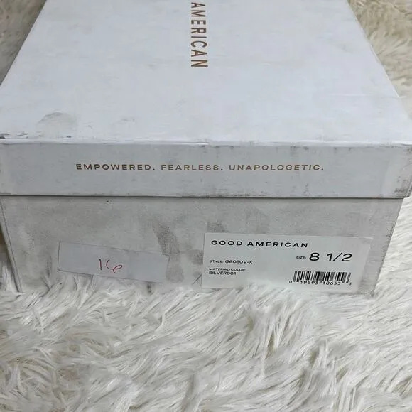 Good American Cinderella F*cking-rella Clear Wedge Sandals Silver Size 8.5
