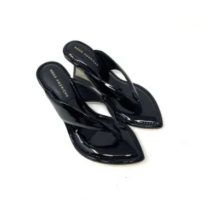 Good American Clear Wedge Sandals Size 6.5 Black Patent GA077P-X
