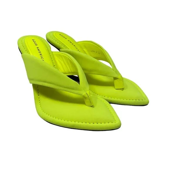 Good American Clear Wedge Sandals Size 7.5 Chartreuse GA077N-X