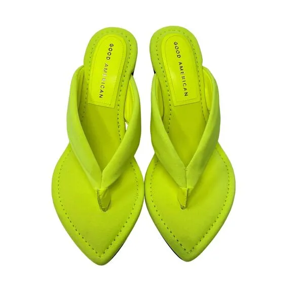 Good American Clear Wedge Sandals Size 7.5 Chartreuse GA077N-X