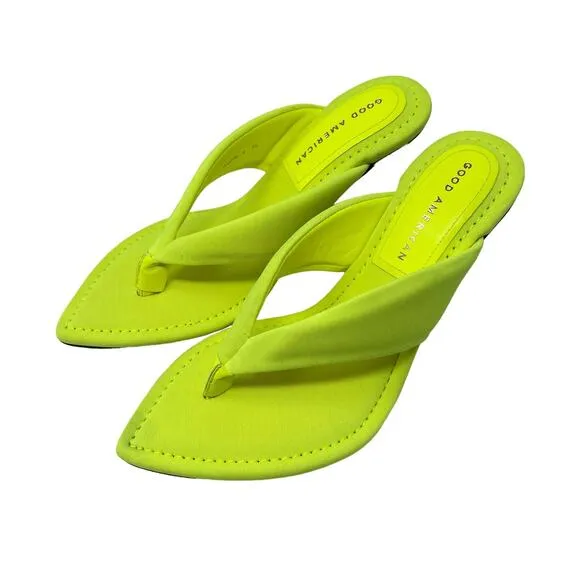 Good American Clear Wedge Sandals Size 7.5 Chartreuse GA077N-X