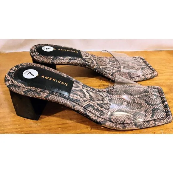 GOOD AMERICAN DESERT SNAKE BLOCK HEEL SANDAL SLIDE NWOB SIZE 7