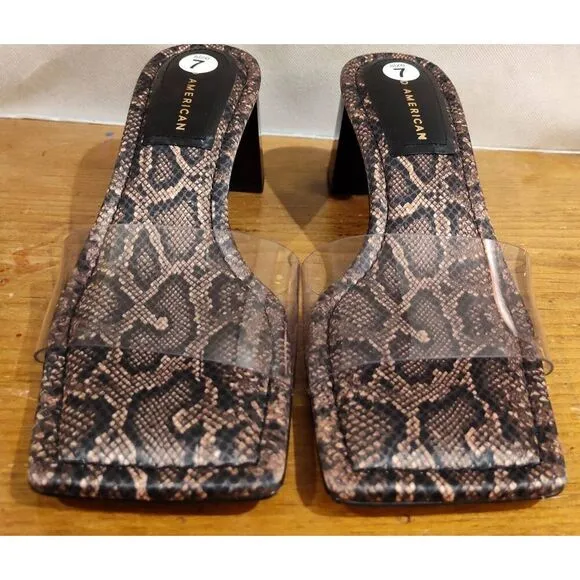 GOOD AMERICAN DESERT SNAKE BLOCK HEEL SANDAL SLIDE NWOB SIZE 7