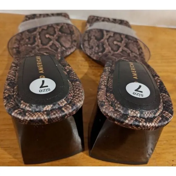 GOOD AMERICAN DESERT SNAKE BLOCK HEEL SANDAL SLIDE NWOB SIZE 7