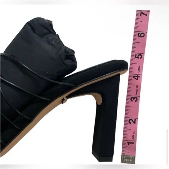 Good American NIB Heels Black Neoprene Square ToeShoestring design Size 8.5
