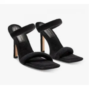 Good American Terry Slip On High Heel Sandals Black