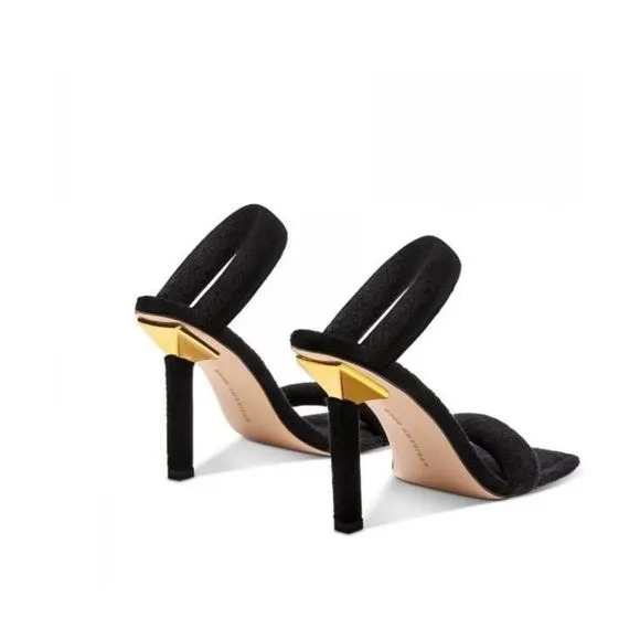 Good American Terry Slip On High Heel Sandals Black