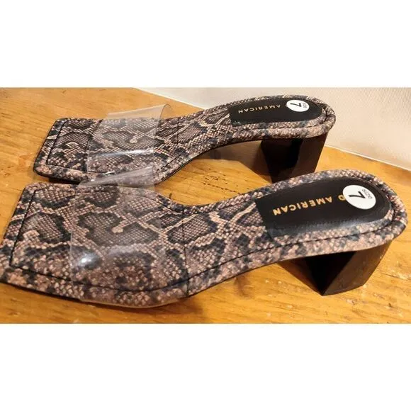 GOOD AMERICAN DESERT SNAKE BLOCK HEEL SANDAL SLIDE NWOB SIZE 7