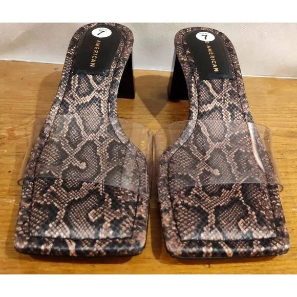GOOD AMERICAN DESERT SNAKE BLOCK HEEL SANDAL SLIDE NWOB SIZE 7