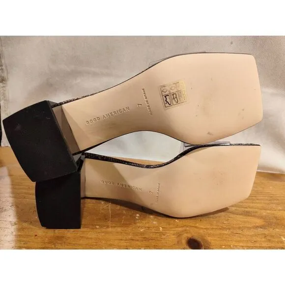 GOOD AMERICAN DESERT SNAKE BLOCK HEEL SANDAL SLIDE NWOB SIZE 7