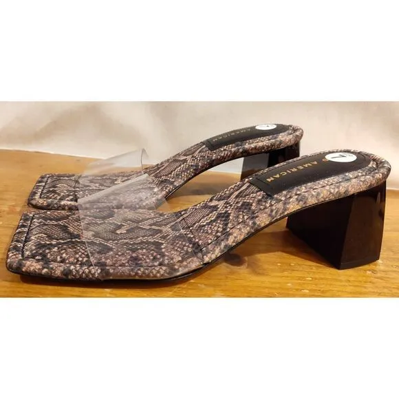 GOOD AMERICAN DESERT SNAKE BLOCK HEEL SANDAL SLIDE NWOB SIZE 7