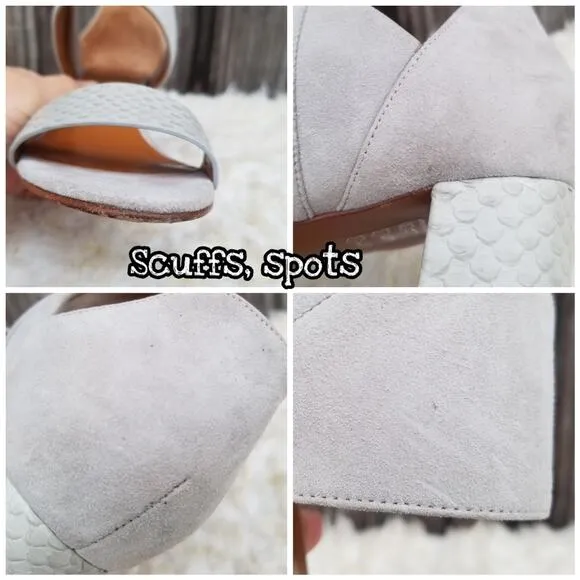 Gray Suede Heeled Dress Sandals Aquatalia Suzanne Size 7 Sueded Leather Open Toe