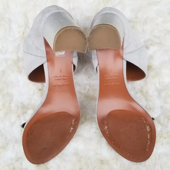 Gray Suede Heeled Dress Sandals Aquatalia Suzanne Size 7 Sueded Leather Open Toe