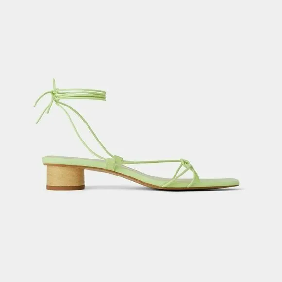 GREEN HEELED STRAPPY SANDALS
