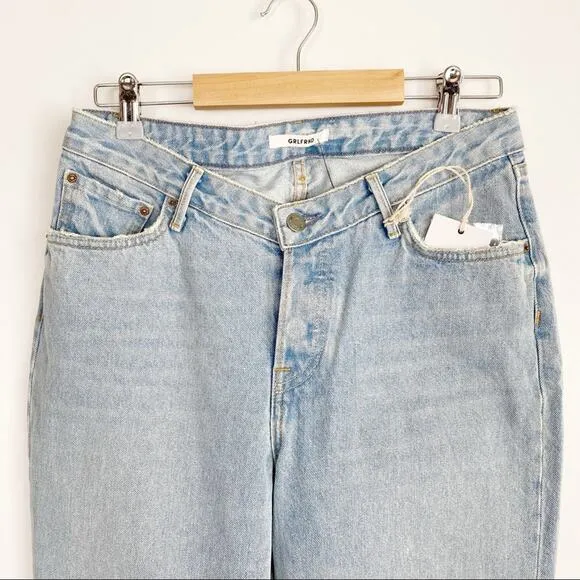 GRLFRND Abbey Be That Way Straight Leg Light Wash Inverted Mid Rise Jeans
