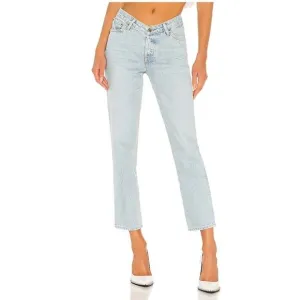 GRLFRND Abbey Be That Way Straight Leg Light Wash Inverted Mid Rise Jeans