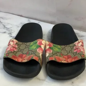 GUC Gucci Bloom Women's Slide Sandals - Black and Multicolor Size 8