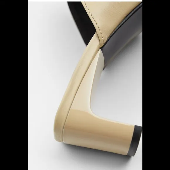 GUC nude Zara slip on heeled sandals mules