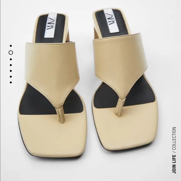 GUC nude Zara slip on heeled sandals mules