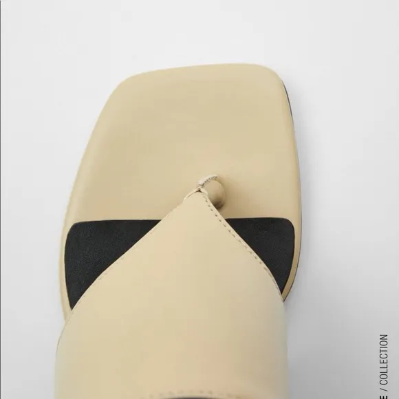 GUC nude Zara slip on heeled sandals mules