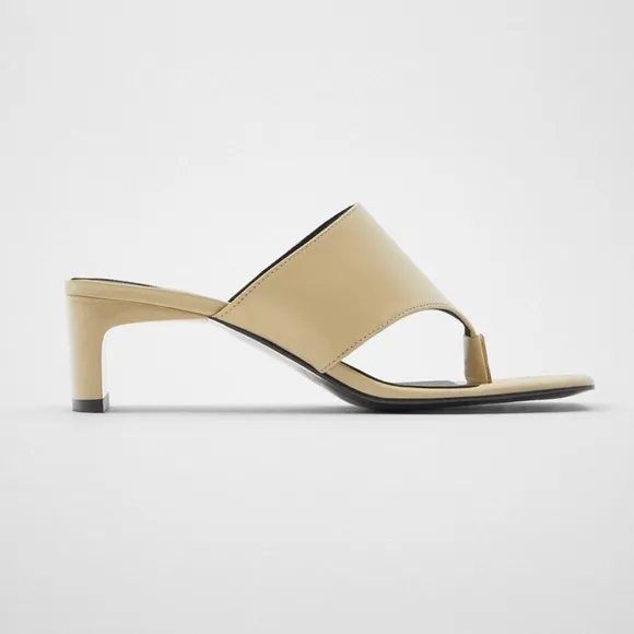 GUC nude Zara slip on heeled sandals mules