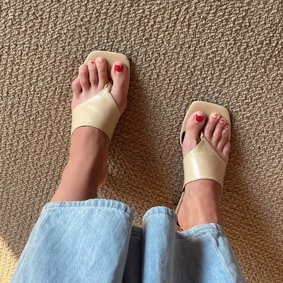 GUC nude Zara slip on heeled sandals mules