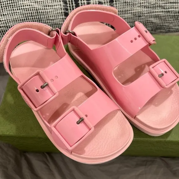 Gucci Pink Platform Sandals with Adjustable Straps