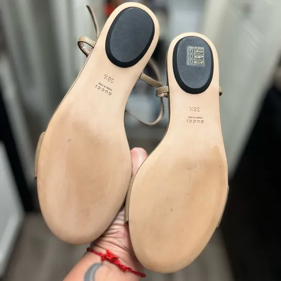 Gucci Tan Gold Sandals with Minimalist Design