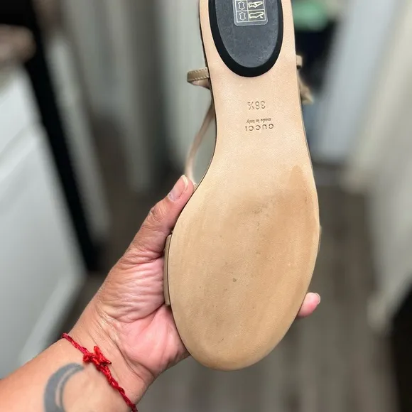 Gucci Tan Gold Sandals with Minimalist Design