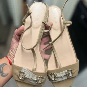 Gucci Tan Gold Sandals with Minimalist Design
