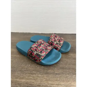 Gucci Wolf Detailed Dark Teal Pool Slide Sandals Size 10 Kids