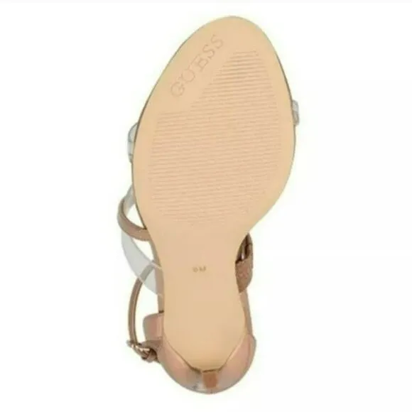 GUESS Felicia Lucite Dress Sandals Nude/Clear -10