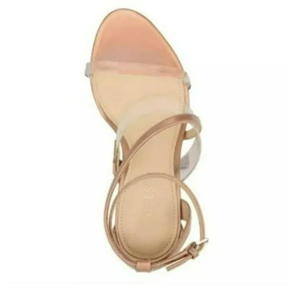 GUESS Felicia Lucite Dress Sandals Nude/Clear -10