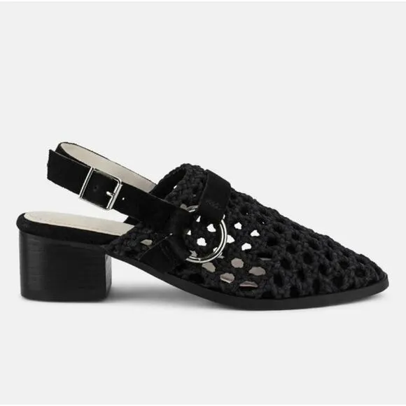[H105] RAG &amp; CO [ROSALIE] Black Block Heeled Sandal, Size 6