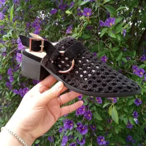 [H105] RAG &amp; CO [ROSALIE] Black Block Heeled Sandal, Size 6
