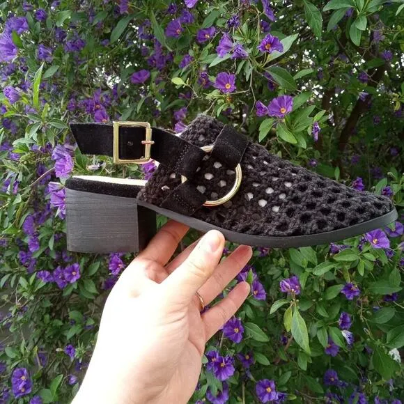 [H105] RAG &amp; CO [ROSALIE] Black Block Heeled Sandal, Size 6