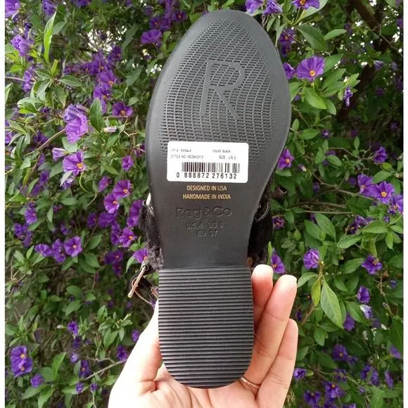 [H105] RAG &amp; CO [ROSALIE] Black Block Heeled Sandal, Size 6