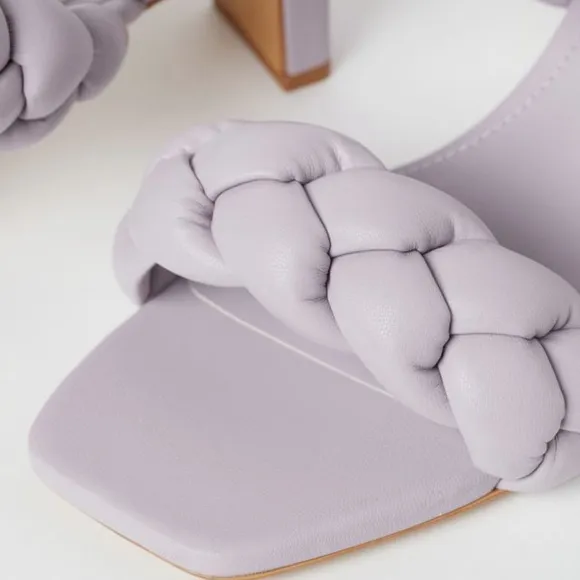 H&amp;M Square Toe Quilted Braided Slip Sandals