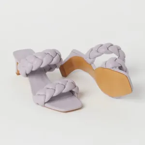 H&amp;M Square Toe Quilted Braided Slip Sandals