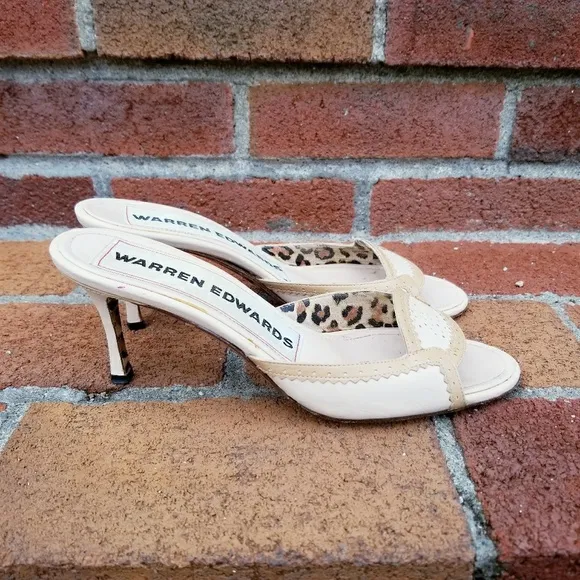 Hand Made in Italy Warren Edwards Sandals Cream Leather Size 7