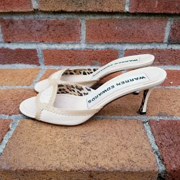 Hand Made in Italy Warren Edwards Sandals Cream Leather Size 7