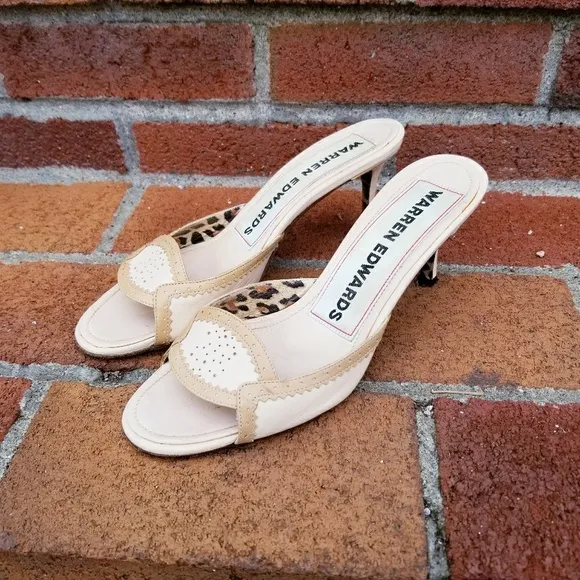Hand Made in Italy Warren Edwards Sandals Cream Leather Size 7